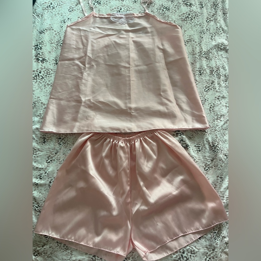 New satin pajama, light pink , large size , made in Italy